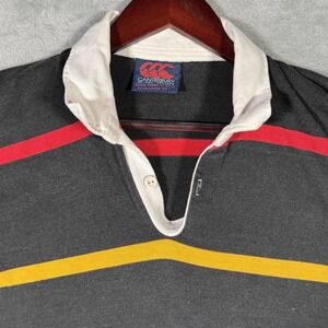 Canterbury Of New Zealand Rugby Shirt Mens XL Black Stripe Rasta Long Sleeve